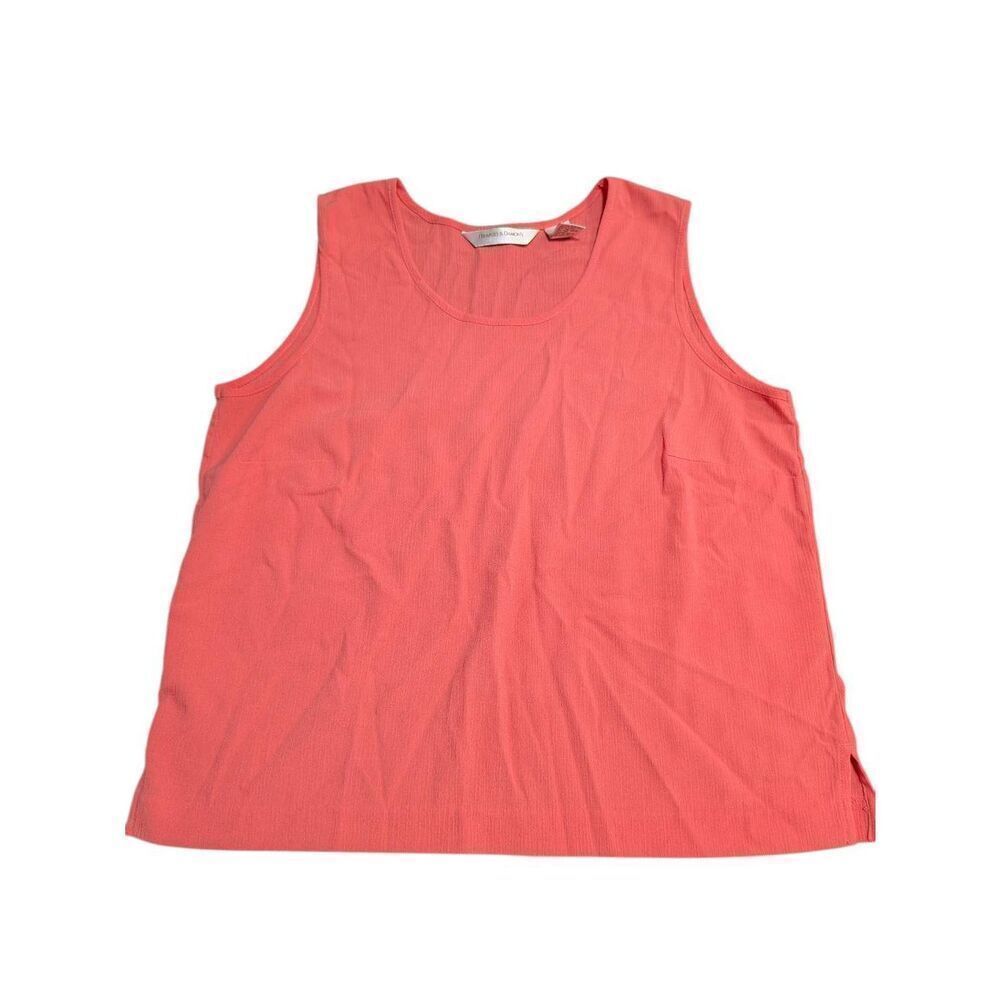 Drapers & Damons Sleeveless Tank Tops Pink/Orange/Blue Cotton Blend Petite Large
